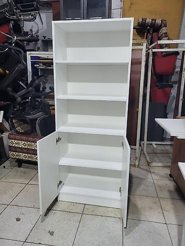 kitab dolabı: Ağ rəngli çoxfunksiyalı kitab və sənəd şkafı - Üst hissə: 3 açıq rəf — 3