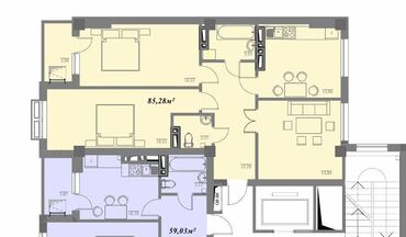 бишкек квартира дордой: 3 комнаты, 85 м², Элитка, 6 этаж, ПСО (под самоотделку)