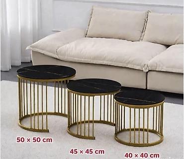 sklopivi ormar: 07. Set modernih stolića MILANO – 3 komada – imitacija mermera? — 3