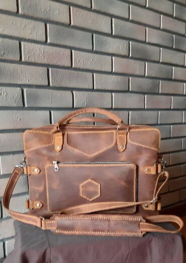 Noutbuklar üçün örtük və çantalar: Natural dəri portfel Dəri Portfel 100% Əl işi təbii Dəri çanta. Təbii — 8