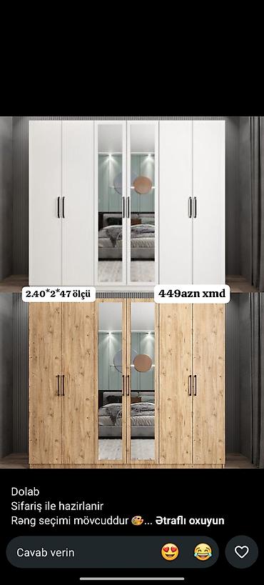 Düz dolab, Yataq otağı üçün, Paltar üçün, Açılan, Korpuslu, 4 qapılı