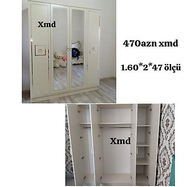 Ev üçün mebel: Üç qapılı paltar dolabı - Rəng: açıq krem - Ön hissədə 2 ədəd tam — 1