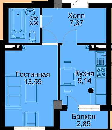 Продажа квартир: 1 комната, 36 м², Элитка, 2 этаж, Дизайнерский ремонт at lalafo.kg — 3 Продажа квартир: 1 комната, 36 м², Элитка, 2 этаж, Дизайнерский ремонт — 3