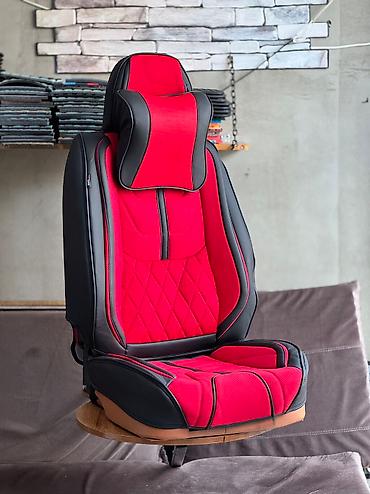 Чехлы и накидки на сиденья: Чехлы Экокожа, С подушкой, цвет - Красный, Новый, Бесплатная доставка, Платная доставка, Самовывоз — 2