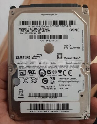 samsung gt e1100: Daxili Sərt disk (HDD) Samsung, 1 TB, 2.5", İşlənmiş