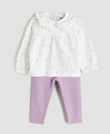 duyməli: Uşaq geyim dəsti – 2 parça - Tərkibi: uzunqol bluz və leggings şalvar — 1