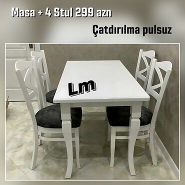 Mətbəx üçün masa + 4 stul dest Endirimde 300 azn Türk Fabrik İstehsali