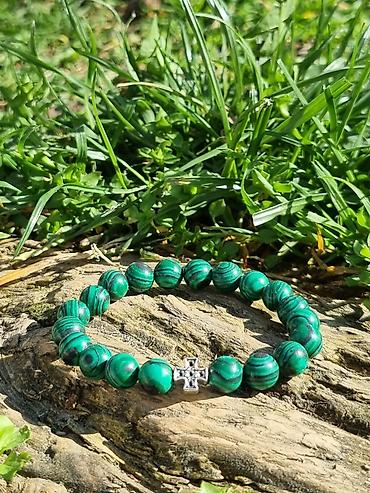 Narukvice: Kalist kamene brojanice od malahita, ručno rađene sa blagoslovom SPC — 4