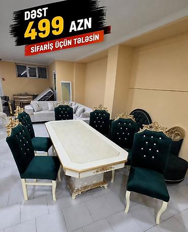ders masasi: Klassik üslubda yemək dəsti - Komplekt: 1 ədəd böyük düzbucaqlı masa — 1