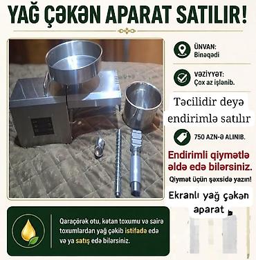 vanak yağ: Yağ çəkən aparat – ekranlı, paslanmayan poladdan - Növ: toxum və — 1