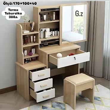 demir stul: Vizaj masası və taburetka dəsti - Ölçü: 170 × 100 × 40 - Termo — 1