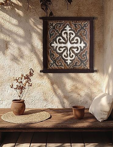 Другой текстиль: Стёганое шелковое панно с традиционным Кыргызским орнаментом — — 8