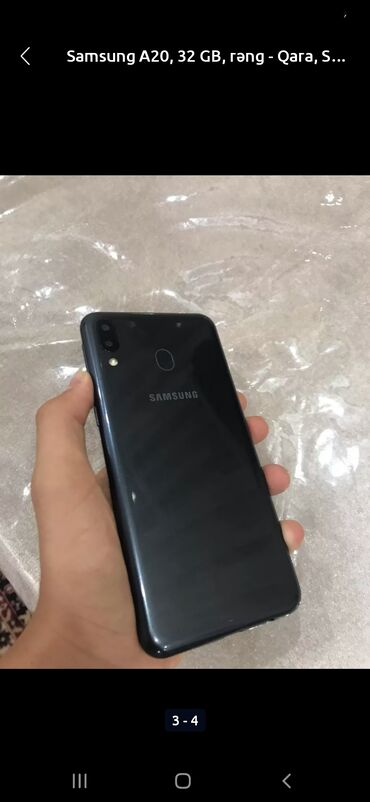 ev əşyaları işlənmiş: Samsung A20, 32 GB, rəng - Boz, Barmaq izi