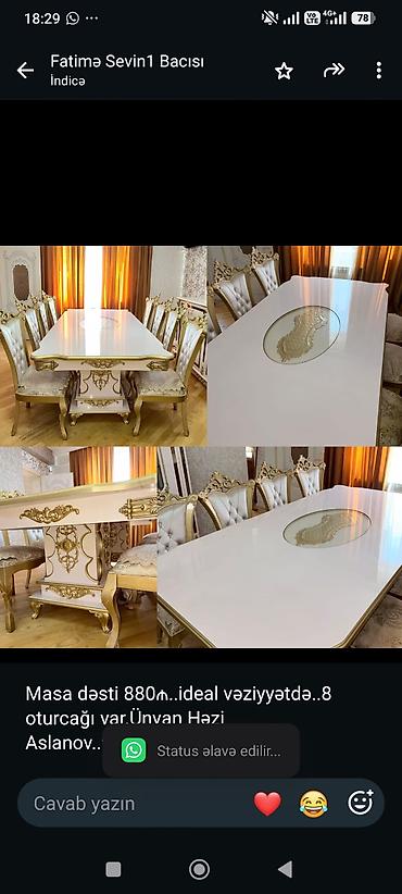 Masa dəsti 880₼. ideal vəziyyətdə. 8 oturcağı var.Ünvan Həzi lalafo.az -da Masa dəsti 880₼. ideal vəziyyətdə. 8 oturcağı var.Ünvan Həzi