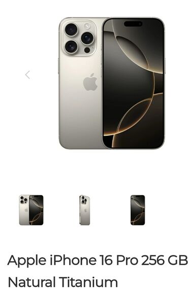 Apple iPhone: IPhone 16 Pro, 256 GB, Black Titanium, Zəmanət, Kredit, Sənədlərlə