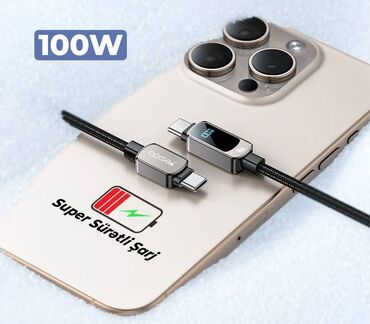 telfon ucuz: Type-C to Type-C 100W Super Sürətli şarj və data kabeli Bu kabel