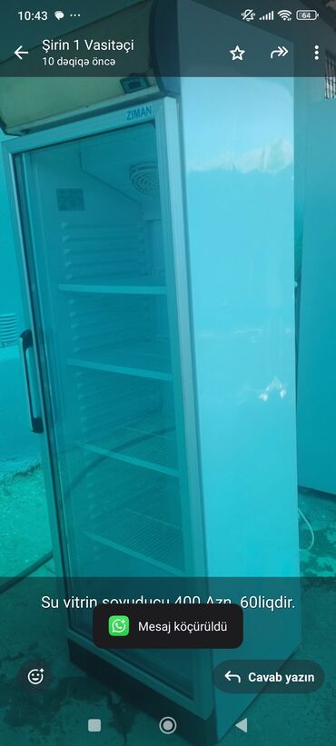 Konteynerlər: Su vitrin soyuducu 400 Azn. 60liqdir. Unvan Baki. Shirin x