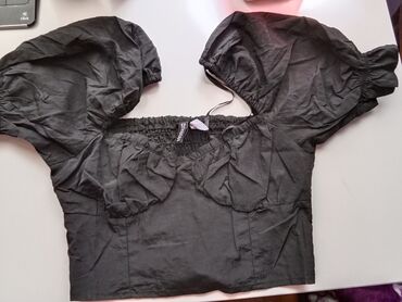 new yorker crop top majice: H&M, M (EU 38), Single-colored, color - Black