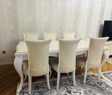 Masa və oturacaq dəstləri: Qonaq otağı üçün, Açılmayan, Oval masa, 6 stul — 2