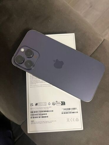 Apple iPhone: IPhone 14 Pro Max, 128 GB, Deep Purple, Zəmanət, Simsiz şarj, Face ID