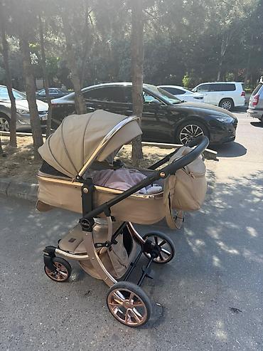 dede oyuncaq instagram: Uşaq arabası – Ildillo, bej rəng (qızılı/rose-gold detal və təkər — 1