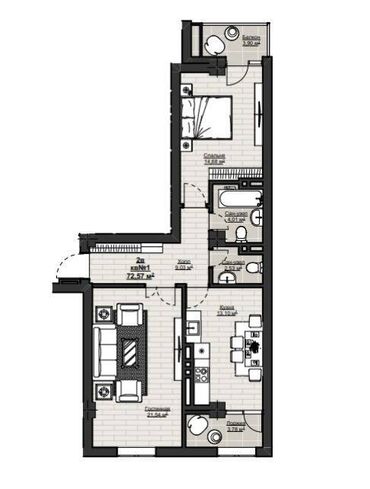 продоется 2 комнатная квартира: 2 комнаты, 73 м², Элитка, 10 этаж, ПСО (под самоотделку)