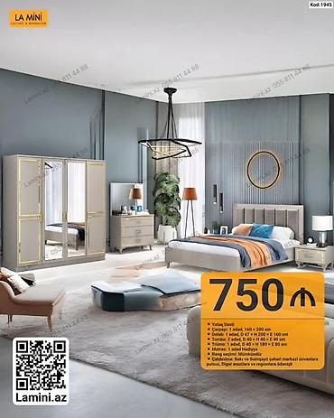 Ev və bağ: Yataq Dəsti – Kod: 1945 Tərkib: - Çarpayı: 1 ədəd, 160 × 200 sm - — 1