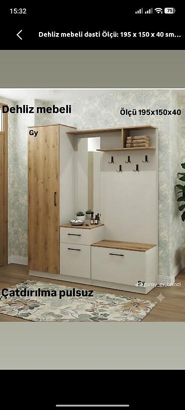 Dehliz mebeli dəsti Ölçü: 195 x 150 x 40 sm • Kompozisiya: dolablı