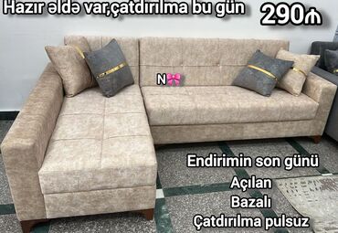Masa və oturacaq dəstləri: Künc divan, Yeni, Açılan, Bazalı
