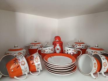 sud ceken: Çay dəsti, rəng - Narıncı, Farfor — 1