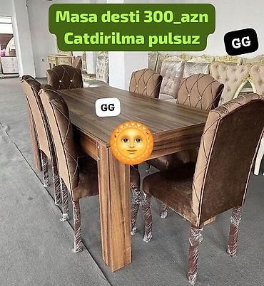 metbex stolu: Mətbəx üçün, Yeni, Dördbucaq masa, 6 stul — 1