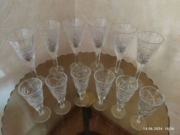 стаканы одноразовые: Хрустальный набор. 6 бокалов и 6 рюмок. Новые