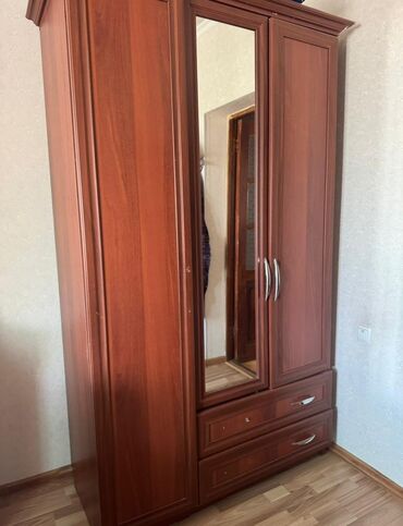 шкаф с большим зеркалом: Кийим салуучу шкаф, Колдонулган, Түз