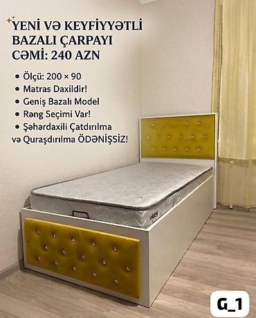 Yeni və keyfiyyətli bazalı çarpayı - Ölçü: 200 × 90 sm - Matras lalafo.az -da Yeni və keyfiyyətli bazalı çarpayı - Ölçü: 200 × 90 sm - Matras
