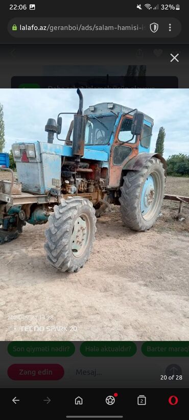 Traktor qoşquları: Traktor Belarus (MTZ) T 42 1988 il, 42 at gücü, motor 4.2 l, İşlənmiş