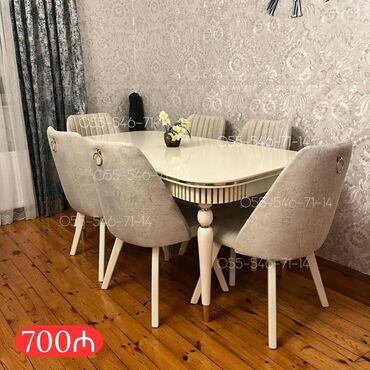 круглый стол на заказ: Qonaq otağı üçün, Yeni, 6 stul