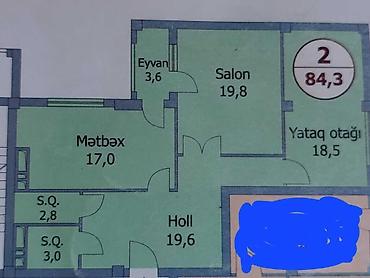 saatlı: 2 otaqlı, Yeni tikili, m. Nəriman Nərimanov, 84 kv. m — 4
