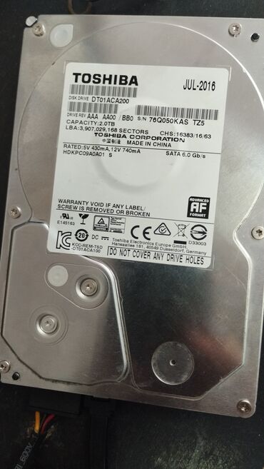 жесткие диски toshiba: Накопитель, Б/у, Toshiba, HDD, 2 ТБ, 3.5", Для ПК
