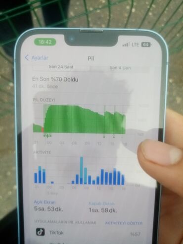 Apple iPhone: IPhone 14 Plus, 128 GB, Sierra Blue, Simsiz şarj, Face ID, Sənədlərlə