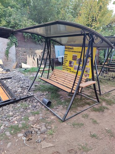 Садовые качели: Садовые качели Металл, Со спинкой, С крышей — 5