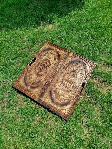 Nərdlər: Əl işı ağac nərd-şahmat dəsti - Material: təbii ağac, üzərində dərin — 2