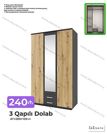 Ev və bağ: 3 qapılı paltar dolabı – 47×200×120 sm Xüsusiyyətlər: - Material: 18 — 1