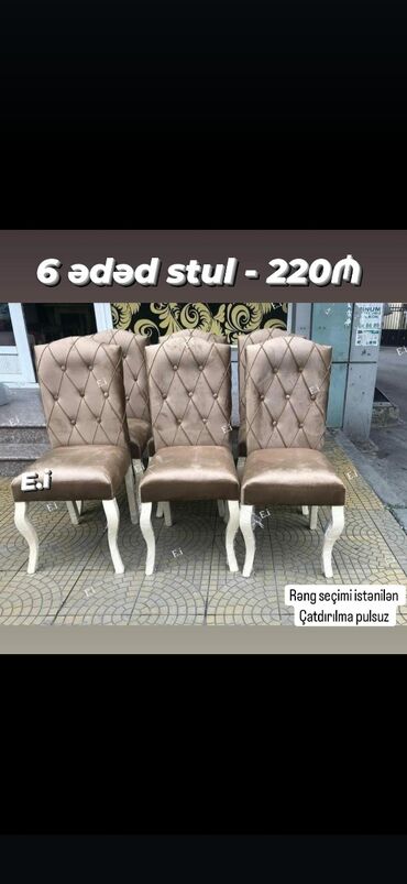 Masa və oturacaq dəstləri: Qonaq otağı üçün, Yeni, Açılmayan, Dördbucaq masa, 6 stul — 23