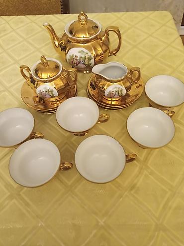 tibet cay: Çay dəsti, rəng - Qızılı, Farfor, 5 nəfərlik — 1
