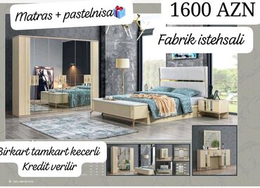 Yataq otağı dəstləri: İkinəfərlik çarpayı, Tumba, Dolab, 2 tumba, Azərbaycan, Yeni — 9