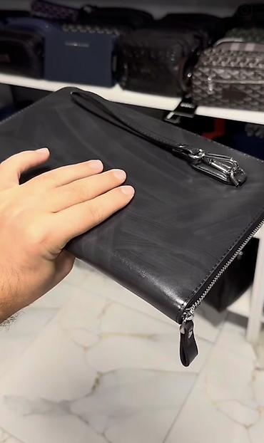 Çantalar: Montblanc kişi əl çantası – zəncirbəndli portfel - Rəng: qara, mat — 2