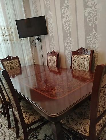 Masa və oturacaq dəstləri: Qonaq otağı üçün, İşlənmiş, Açılan, Oval masa, 6 stul — 9