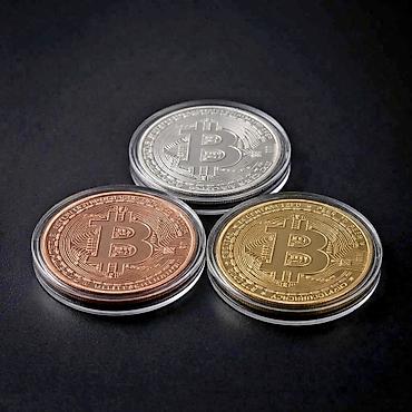 Монеты Bitcoin (BTC) – 3 цвета, сувенирные Металлические
