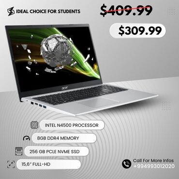 Toyota: Yeni Acer Aspire, 15.6 ", Intel Celeron, 256 GB, Ünvandan götürmə, Pulsuz çatdırılma, Ödənişli çatdırılma