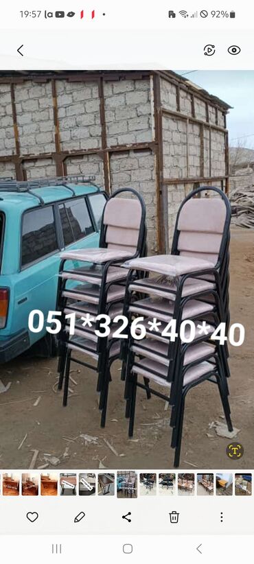 Bağ, çöl oturacaqları: Yeni, Sadə stul, Metal, Azərbaycan — 4
